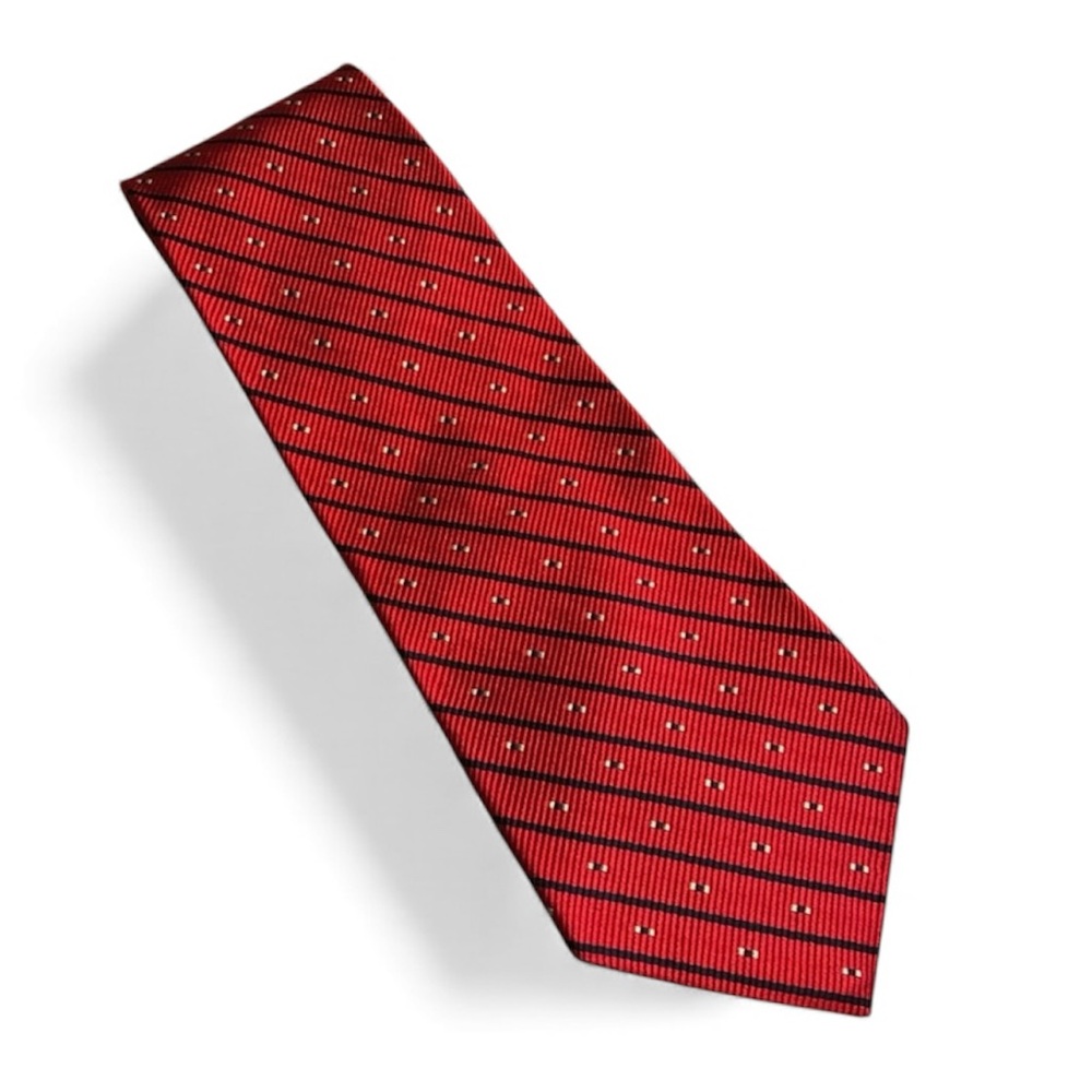 Repp Stripe Tommy Hilfiger Tie Red Blue White - All Silk - USA - Patriotic